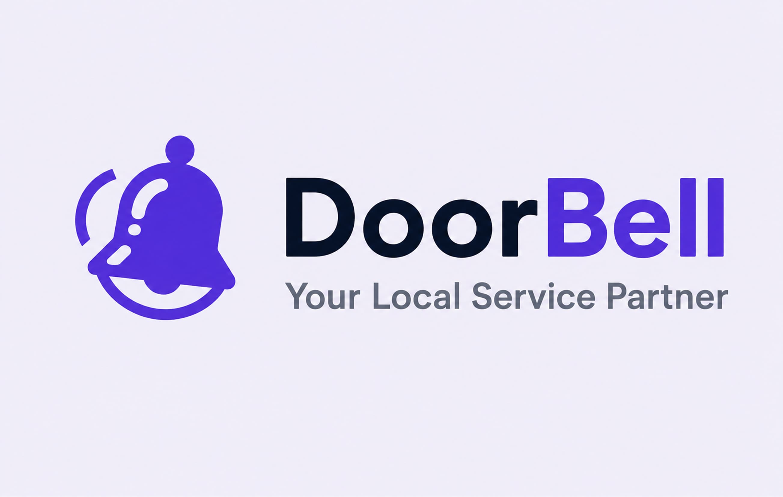 DoorBell branding — primary logo lockup on lavender background